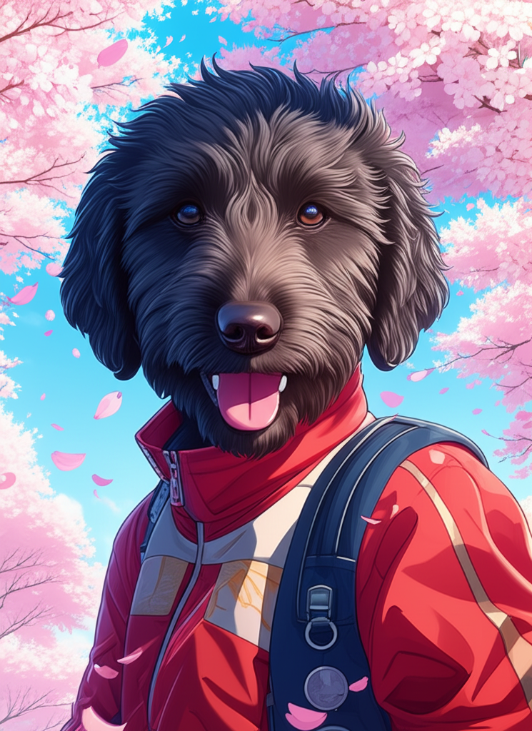 Anime Hero dog art style