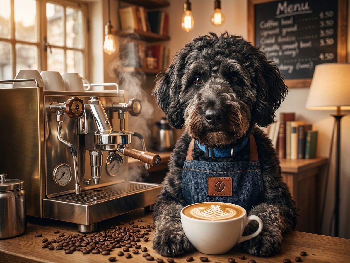 Coffee Barista dog art style