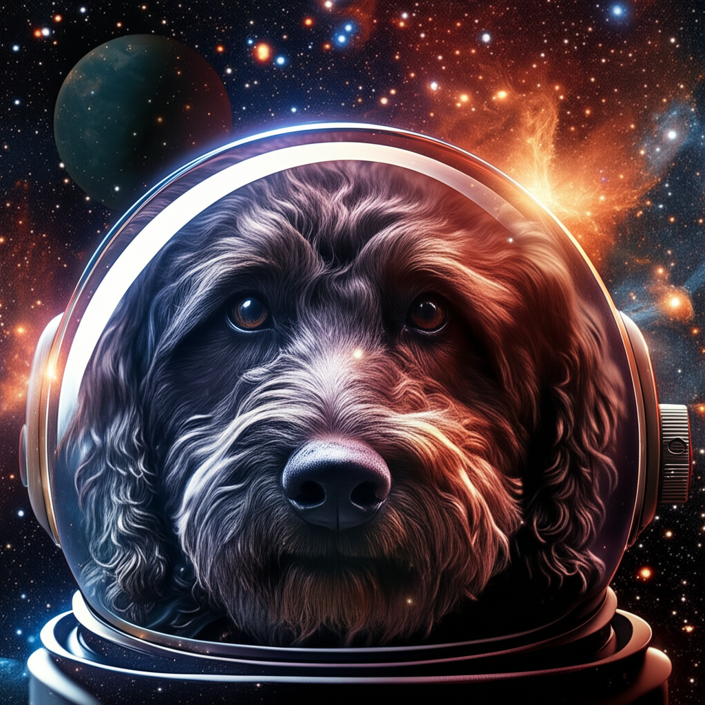 Cosmic Explorer dog art style