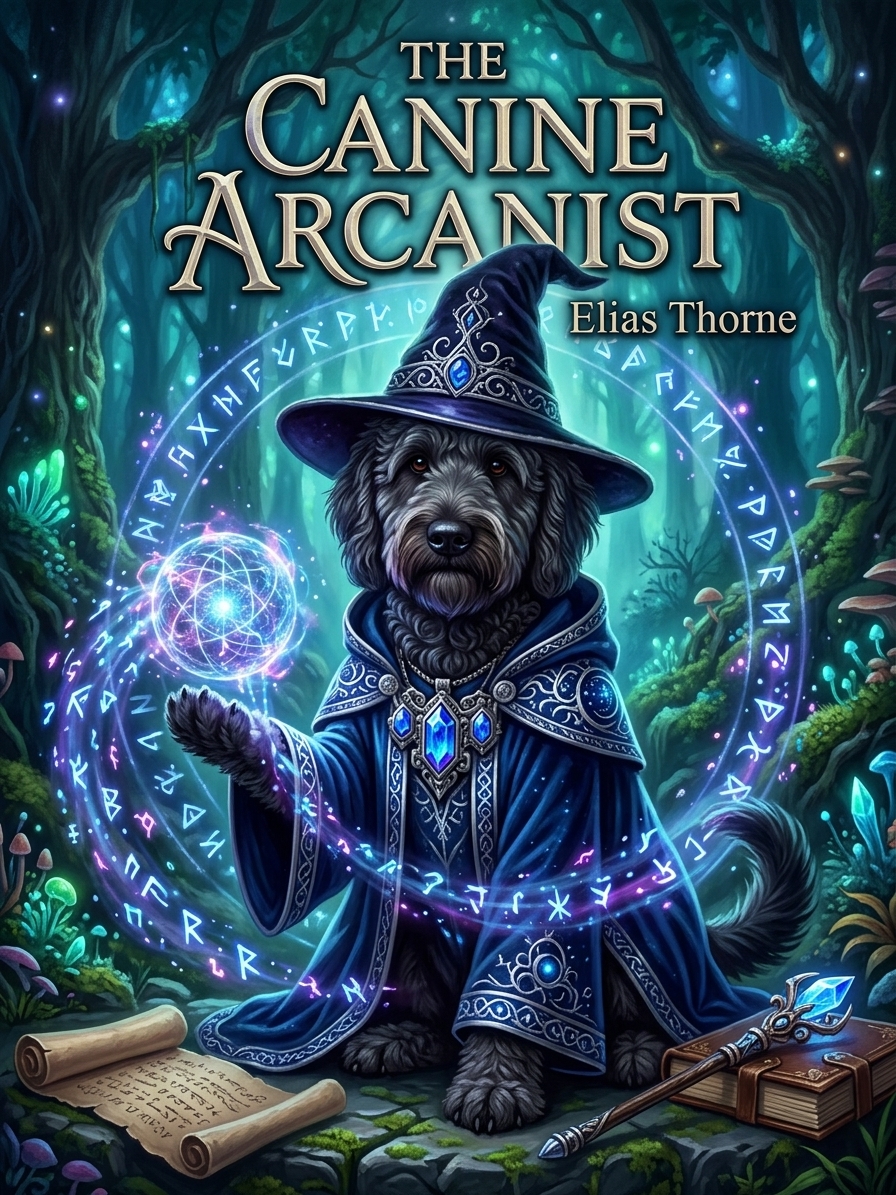 Fantasy Wizard dog art style