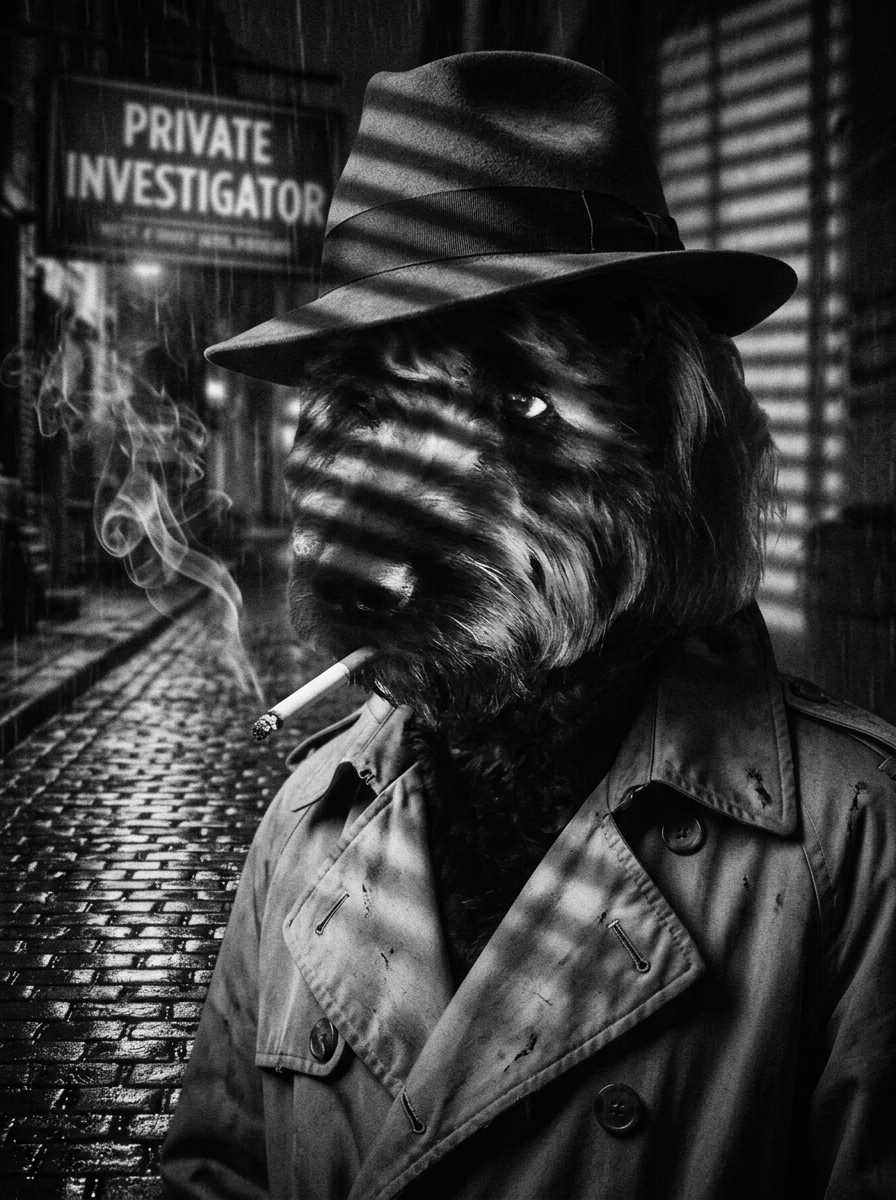 Noir Detective dog art example 1