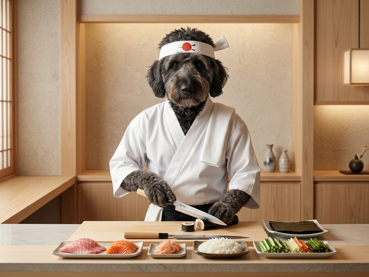 Sushi Master dog art style