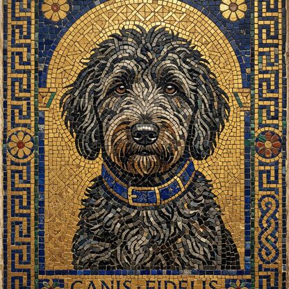 Ancient Mosaic dog art style