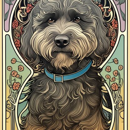 Art Nouveau dog art style