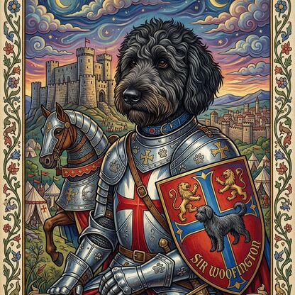 Medieval Knight dog art style