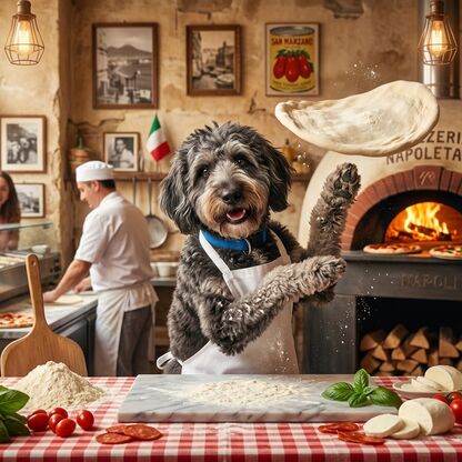 Pizza Chef dog art style
