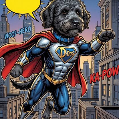 Superhero dog art style