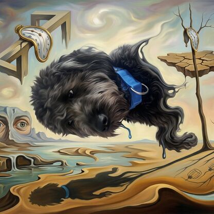 Surreal Dreamscape dog art style