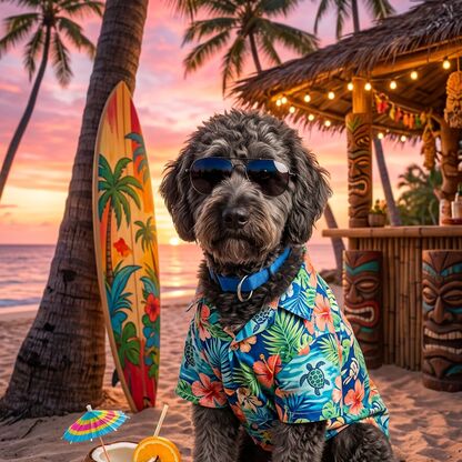 Tropical Paradise dog art style